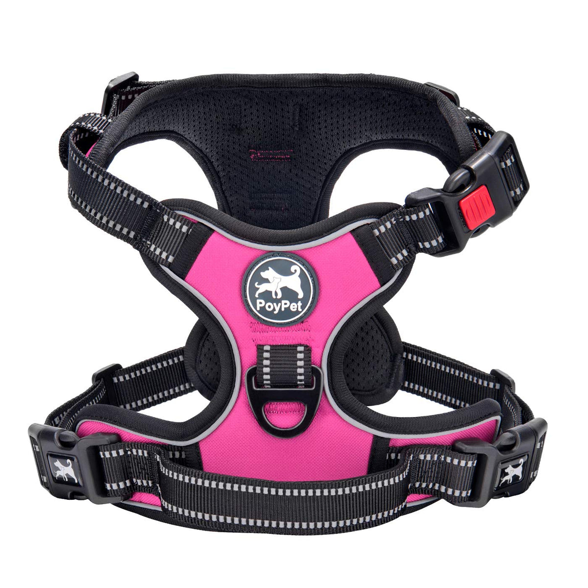 PoyPet No Pull Harness with front clip for easier daily walk control.