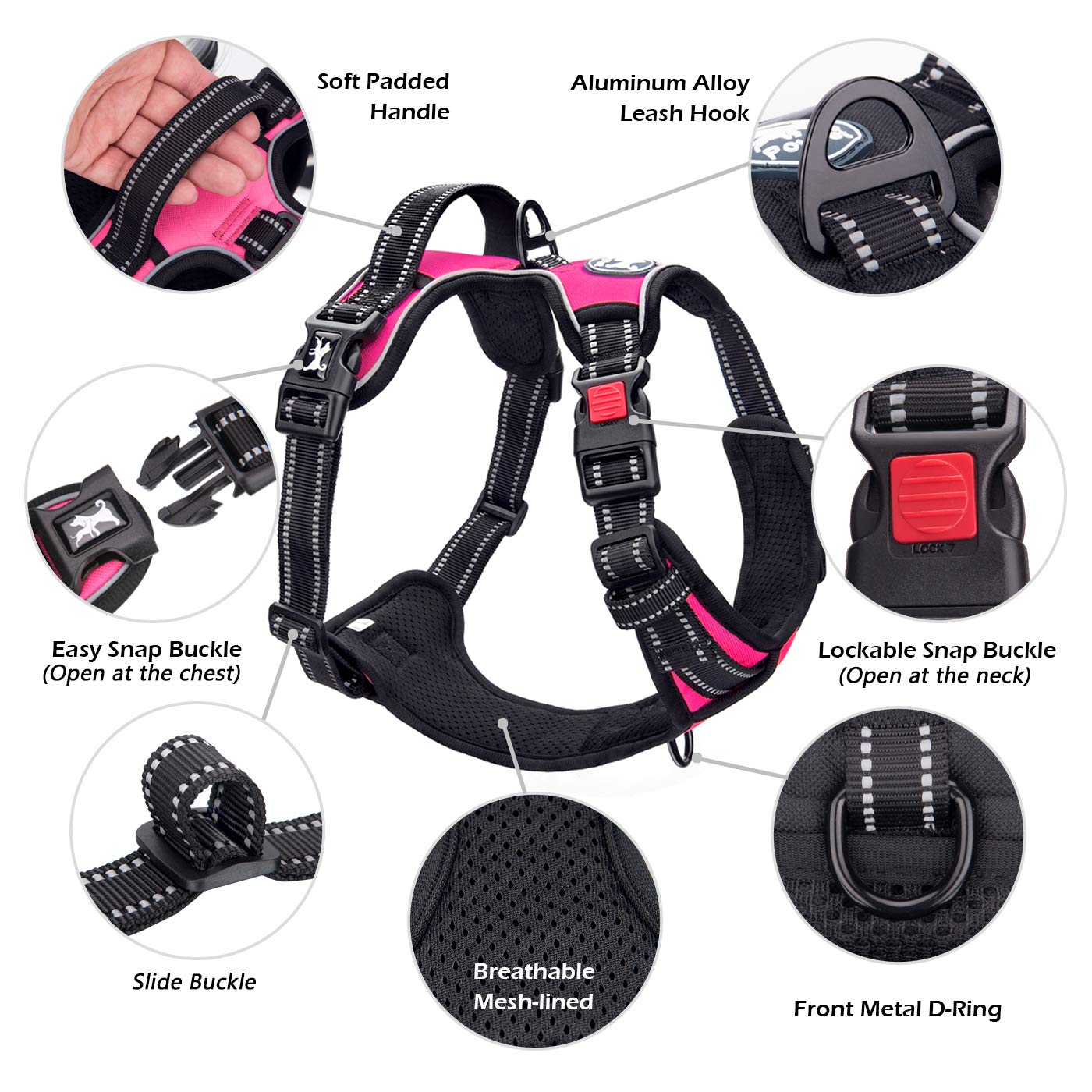 PoyPet No Pull Harness soft mesh padding for breathable comfort.
