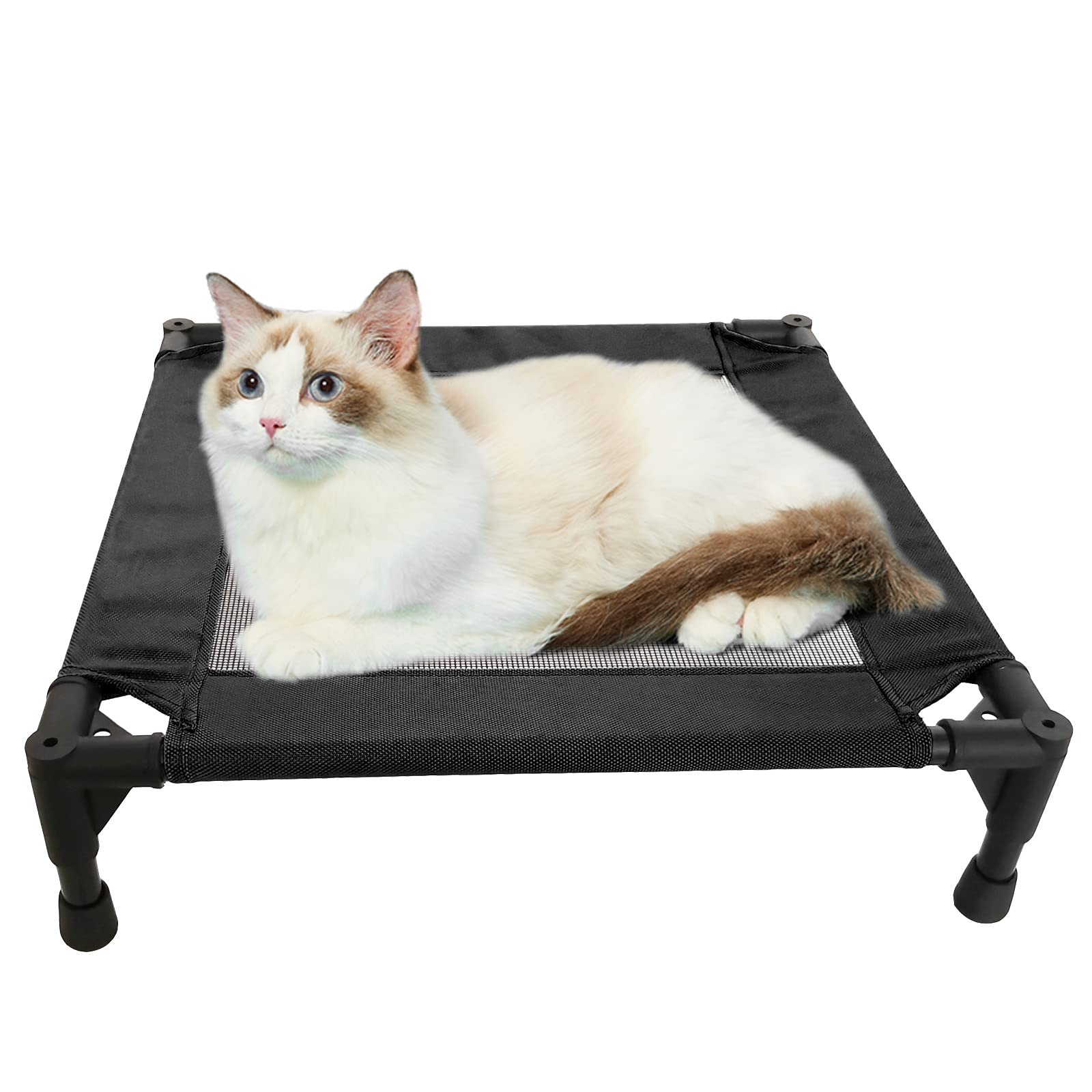 Pozico elevated pet bed breathable mesh promotes airflow for comfy naps