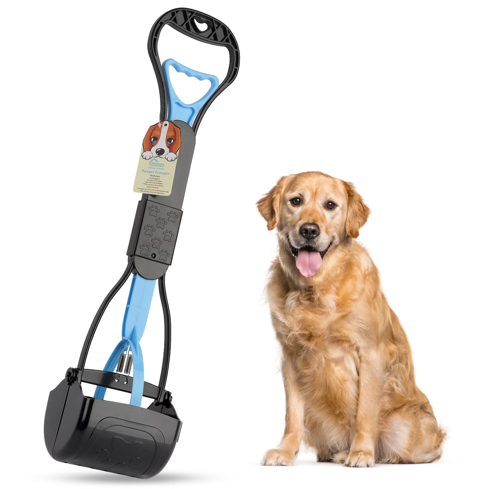 PPOGOO pooper scooper long-handle enables easy cleanup without bending.