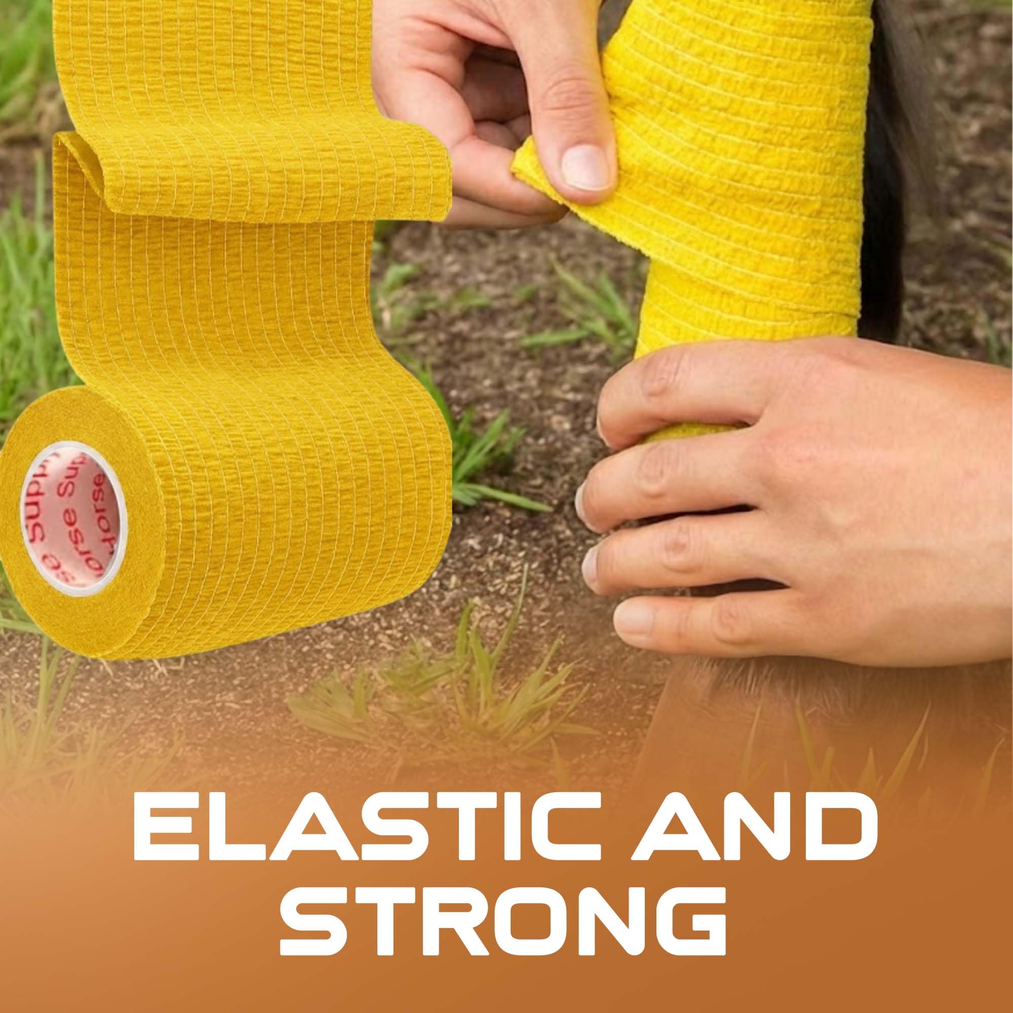 Prairie Horse Supply bandage wrap removes residue without sticking to fur.