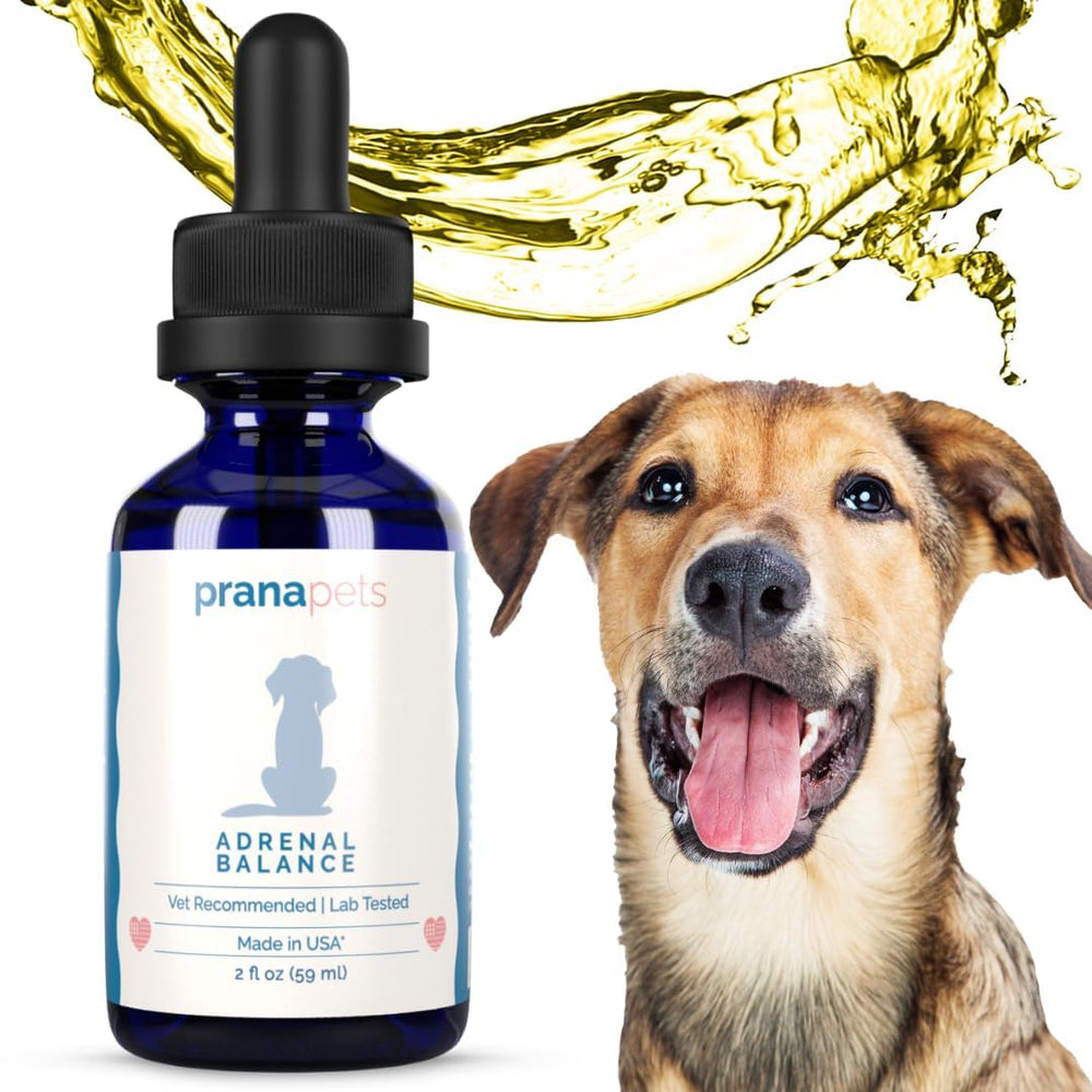 PranaPets Adrenal Balance bottle cap closeup emphasizes precise dosing