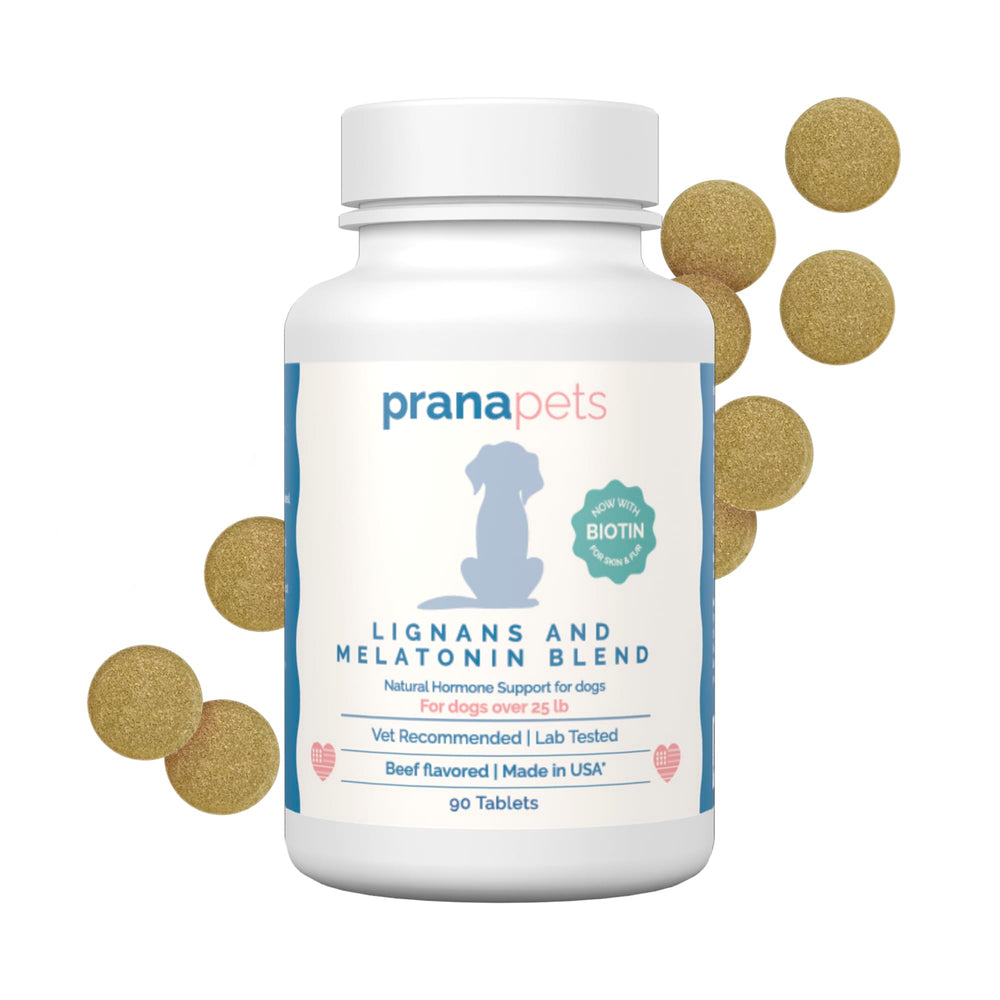 PranaPets bottle-front shows packaging and a palatable daily canine supplement.