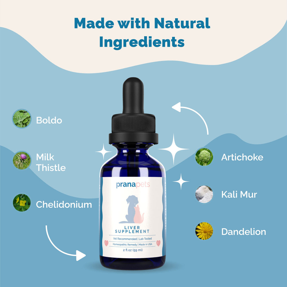 USA-made PranaPets liver supplement packaging with fresh date