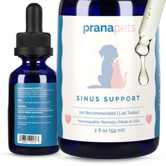 PranaPets Sinus Support Liquid bottle with dropper for easy at-home administration