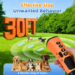 PRAPIROON variable-frequency mode 20-30kHz deters barking effectively.