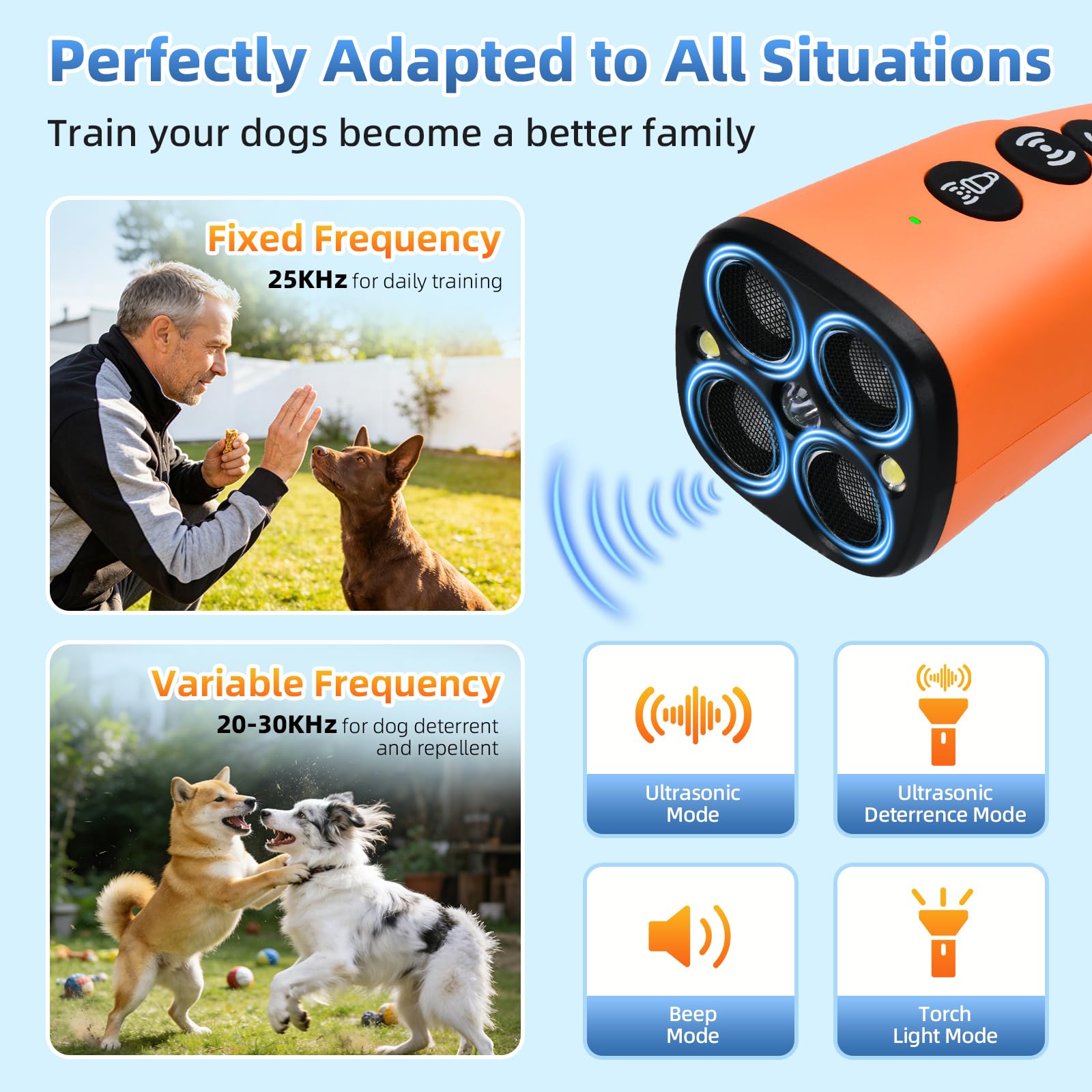 PRAPIROON training mode 25kHz aids daily obedience cues.