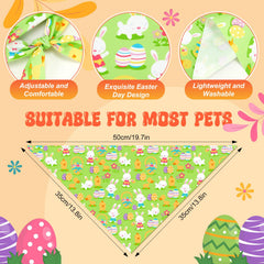 Preboun bunny print bandana laid flat with rabbit and egg patterns.