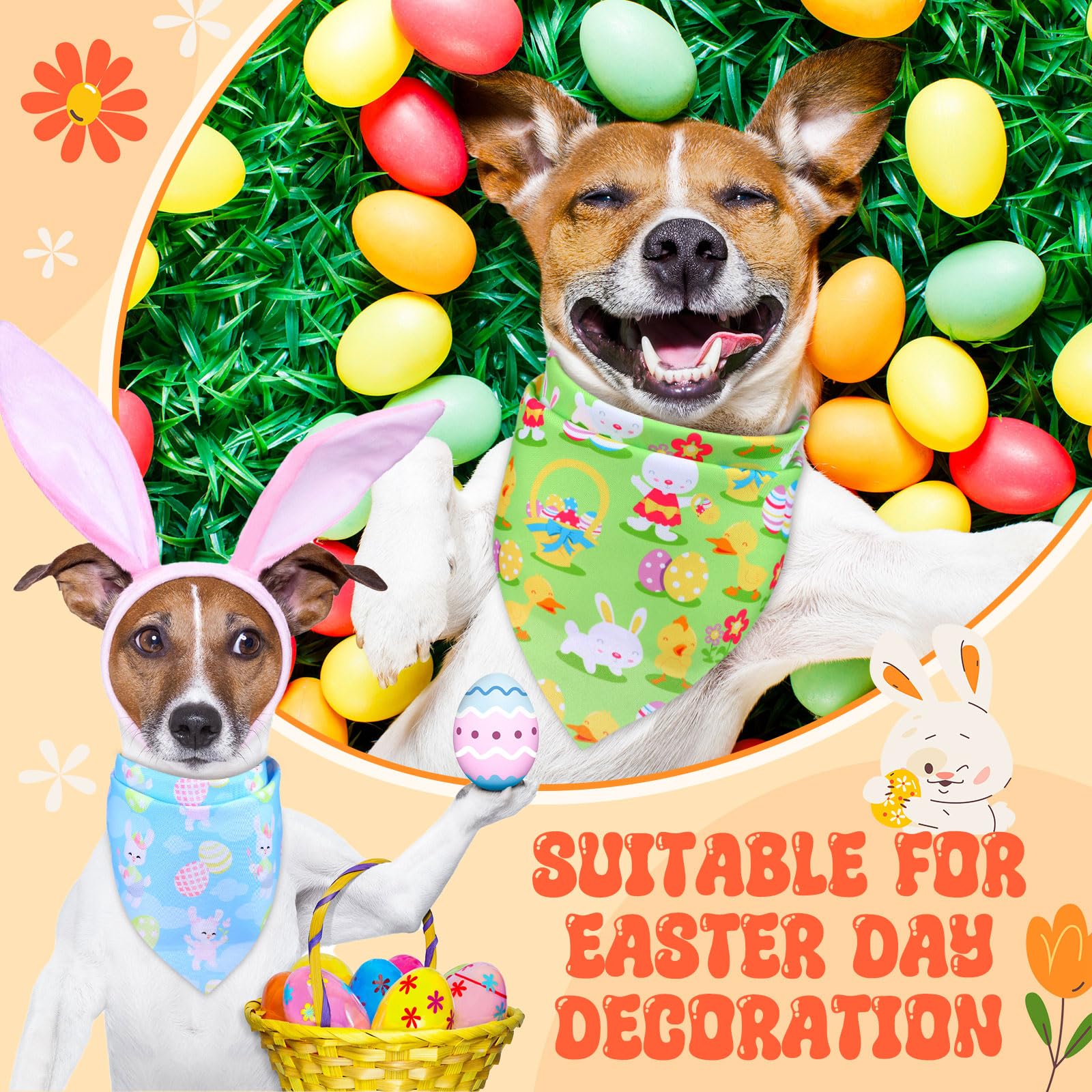 Preboun Easter dog bandana egg design adds cute charm to parties and daily walks