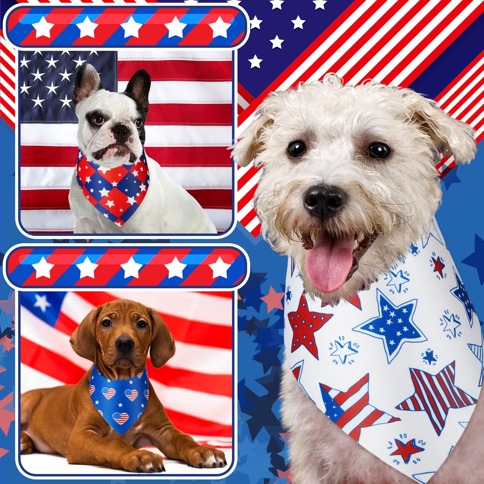 Preboun foldable and adjustable patriotic bandana styling