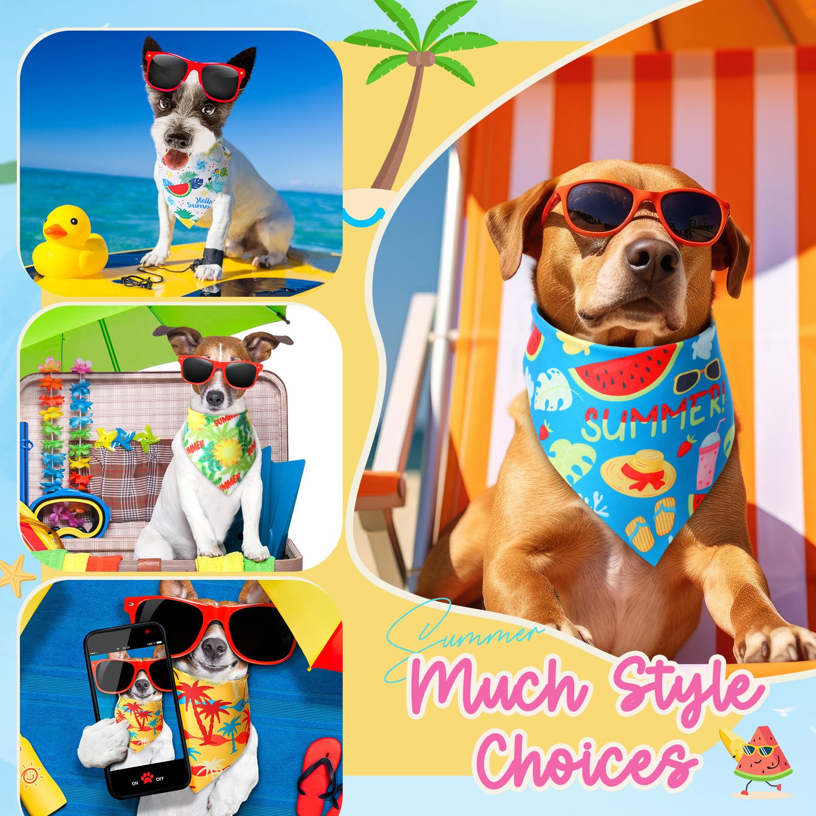Preboun Hawaiian elements bandana for dogs, festive vibe