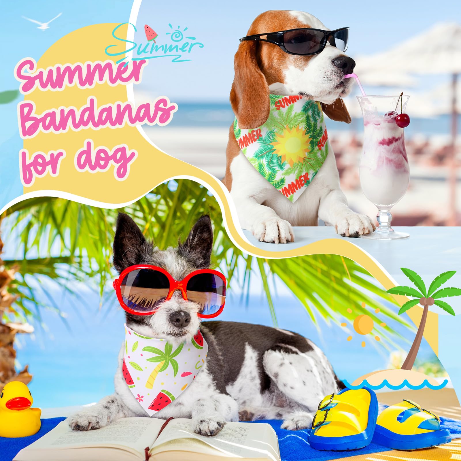 Preboun pineapple design dog bandana, playful beach-ready style