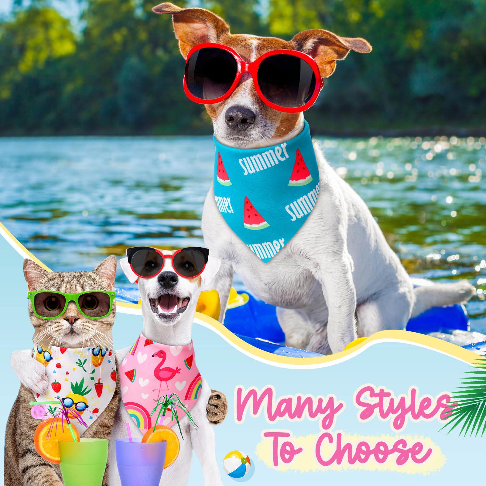Preboun summer dog bandana with pineapple motif adds bright tropical style.