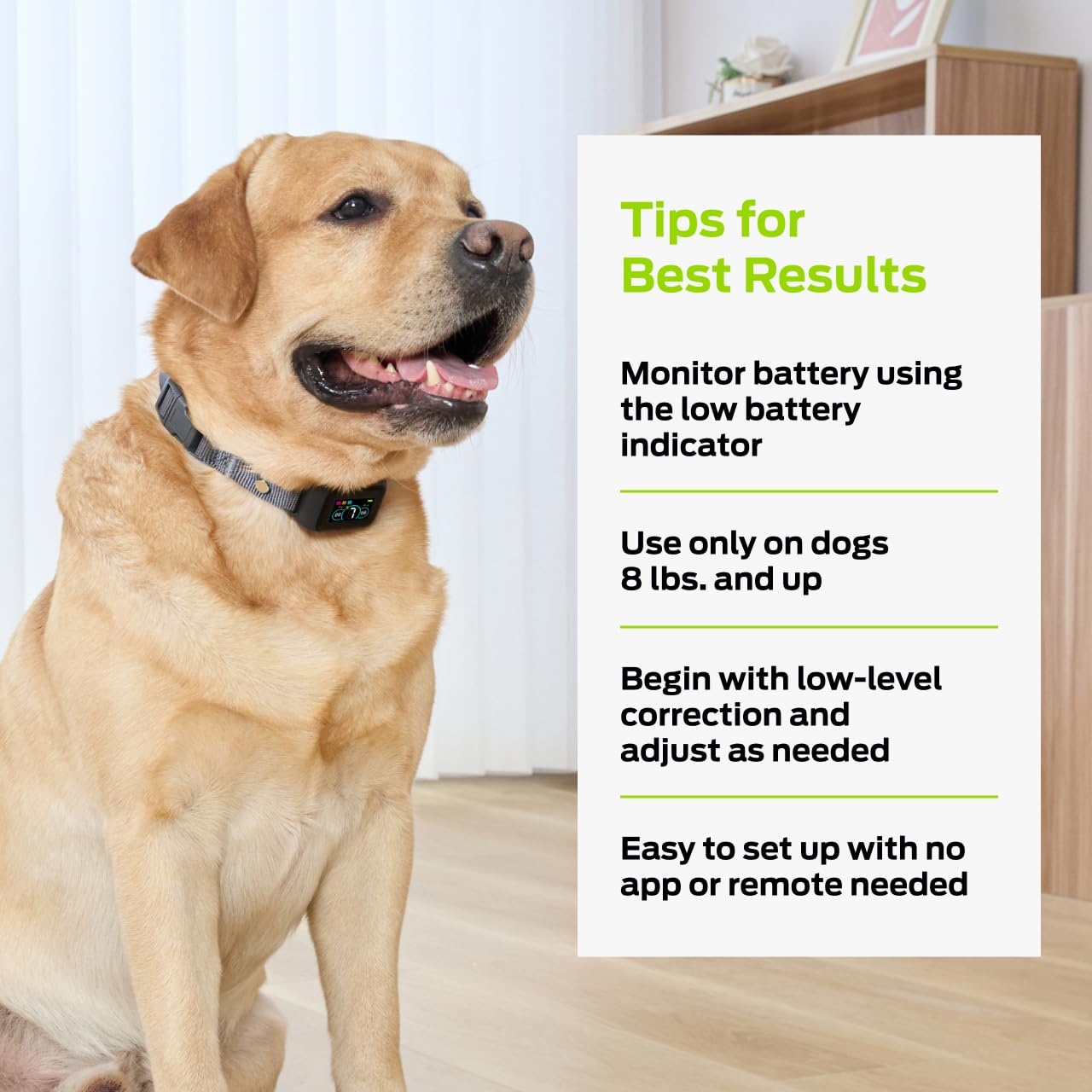 Premier Pet Bark Collar charging indicator with quick recharge.
