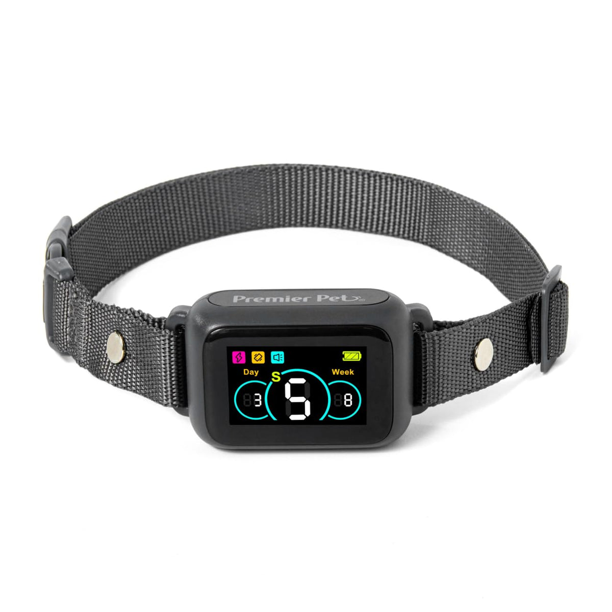 Premier Pet Bark Collar worn by a dog illustrating comfort and control.