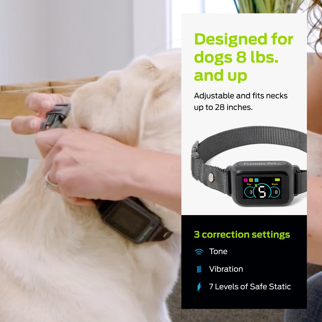 Premier Pet Bark Collar waterproof design suitable for outdoor use.