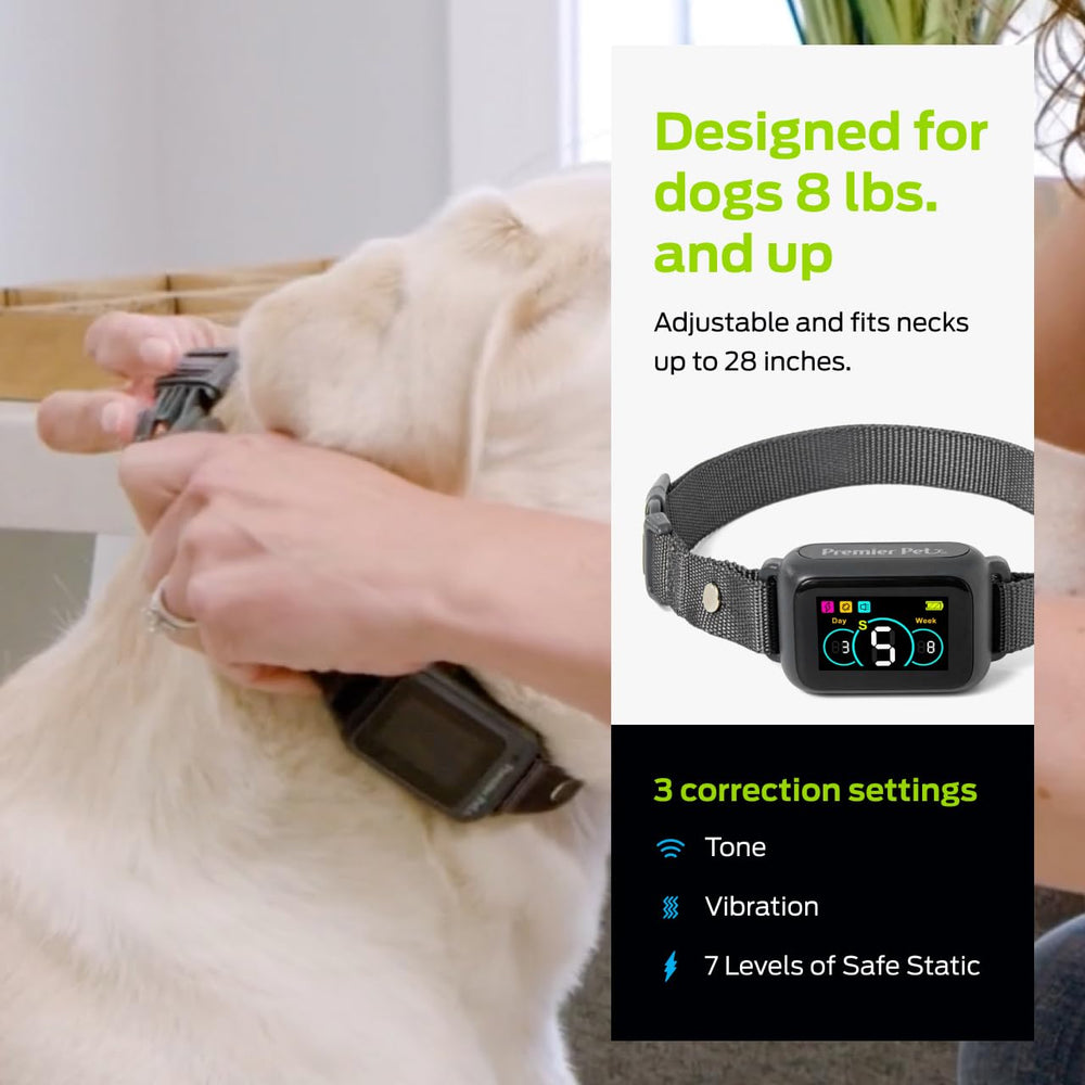 Premier Pet Bark Collar waterproof design suitable for outdoor use.