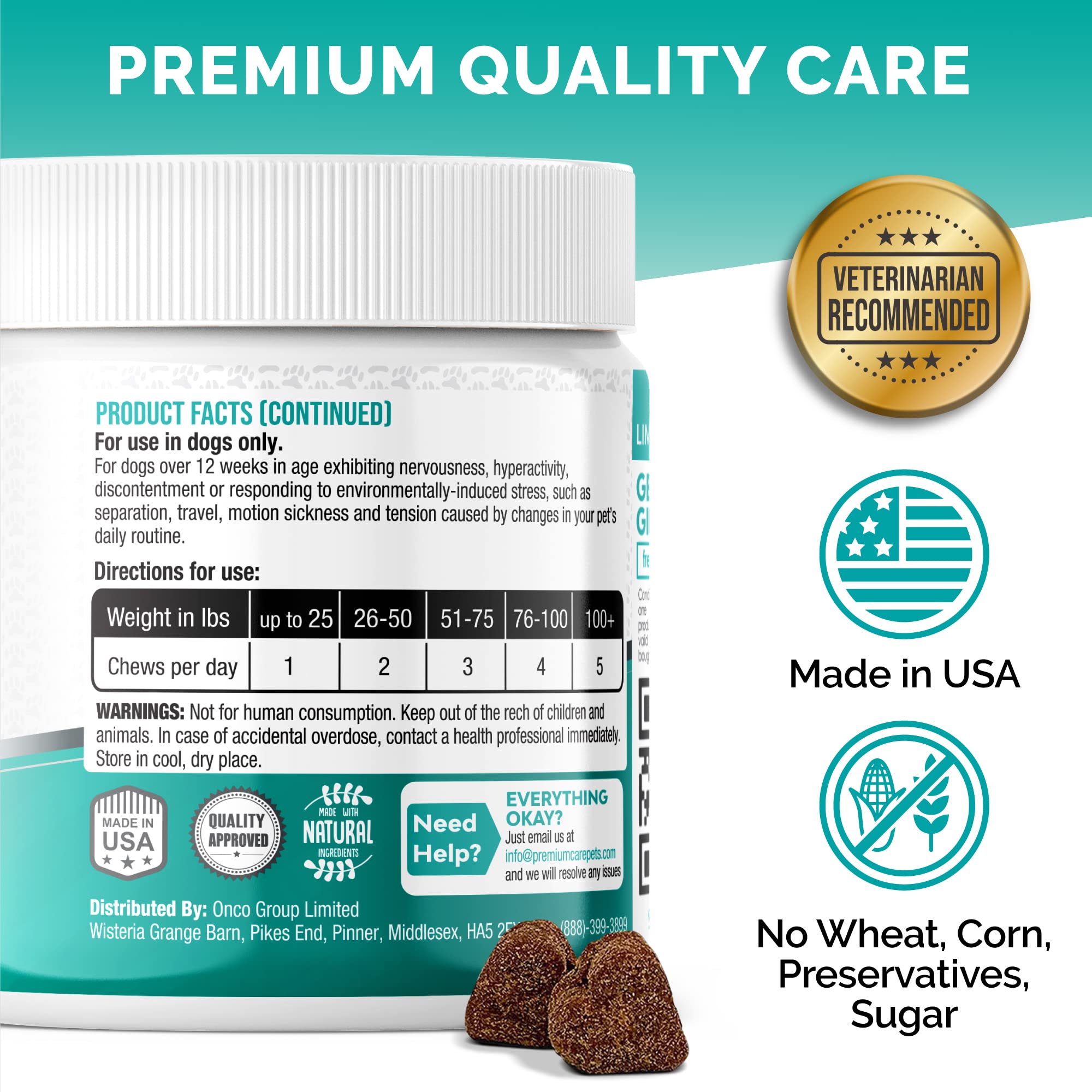 Premium Care Calming Chews travel scene suggests easier trips with dogs