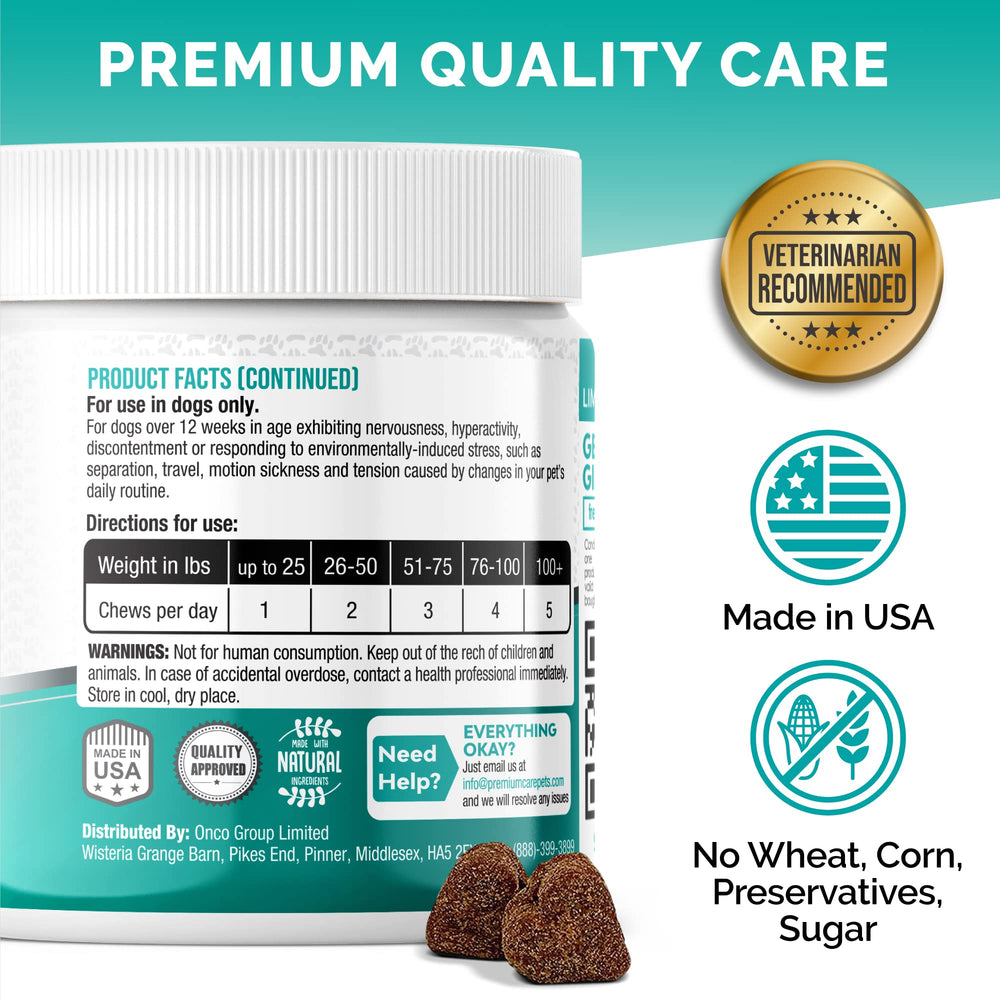 Premium Care Calming Chews travel scene suggests easier trips with dogs