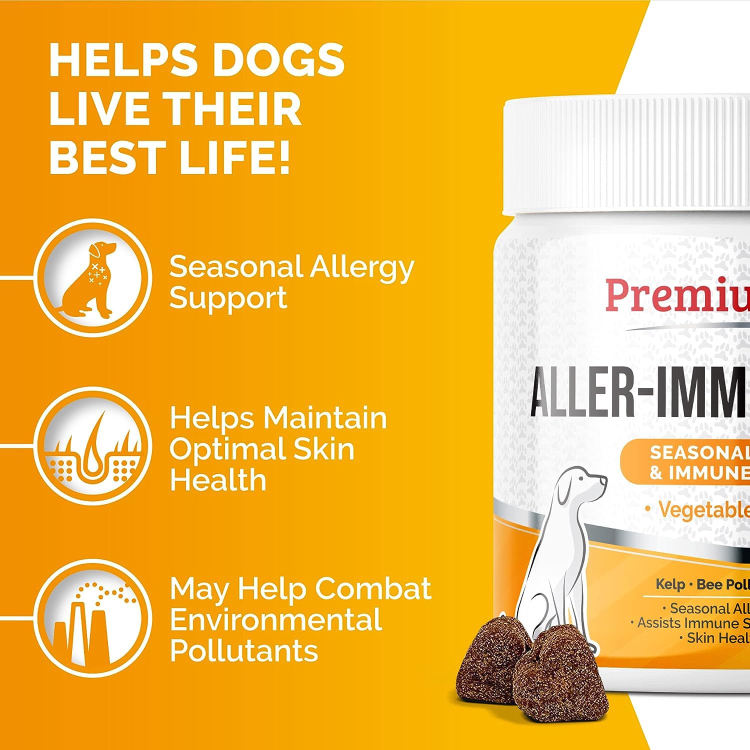 Premium Care Itch Relief chews closeup reveals soft texture and vegetable flavor dogs enjoy
