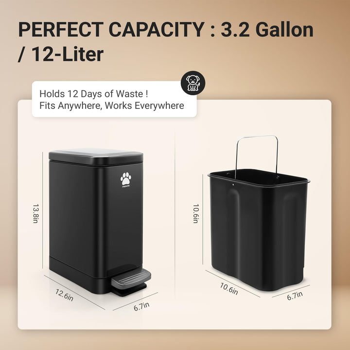 Removable inner bucket with carrying handle for hygienic disposal.