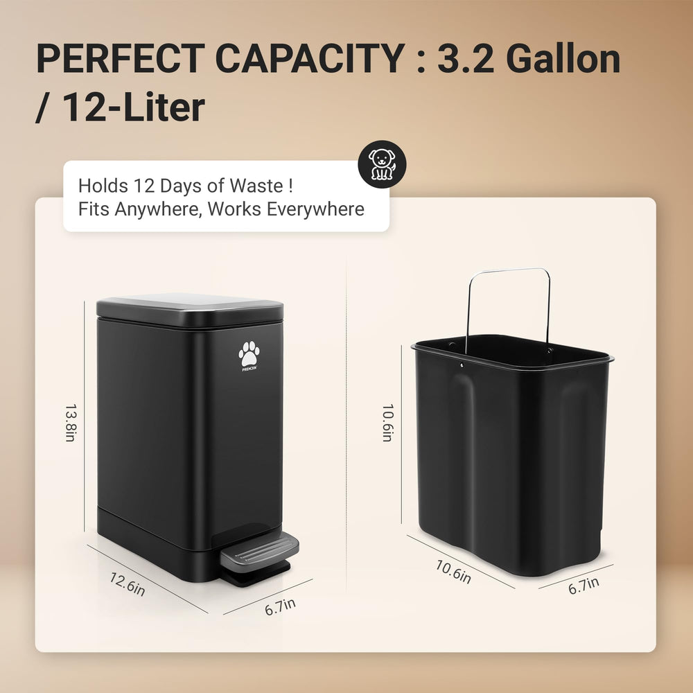 Removable inner bucket with carrying handle for hygienic disposal.