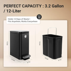 Removable inner bucket with carrying handle for hygienic disposal.