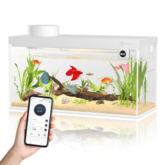 Premjin Smart Fish Tank Kit with APP control for remote light, feeding, and pump settings.
