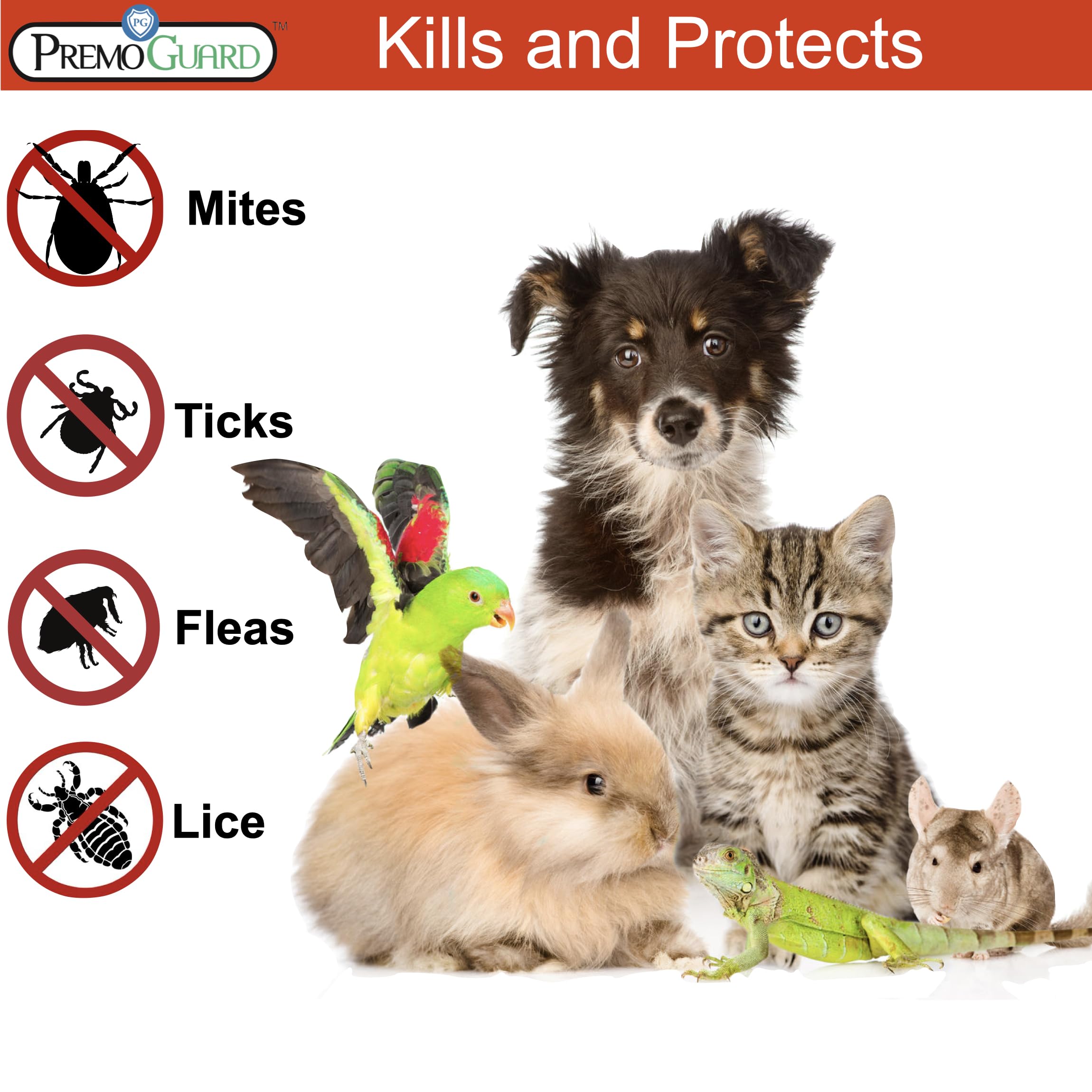 Premo Guard spray on cat coat provides gentle plant-based protection.