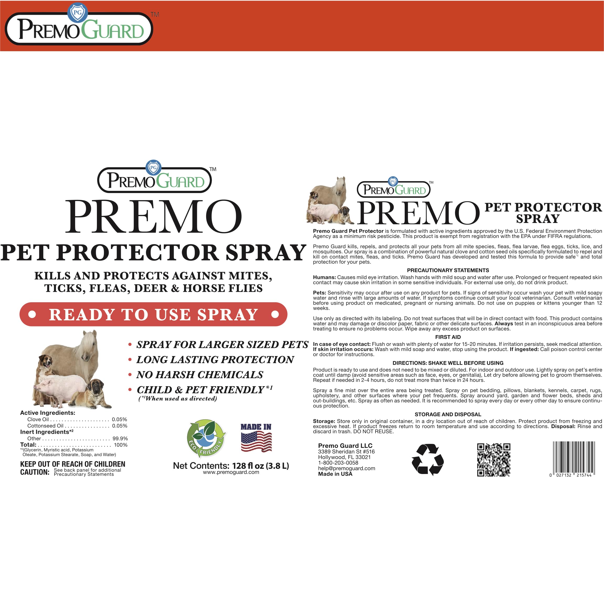Premo Guard coat spray application on pet coat for easy coverage