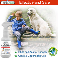 Premo Guard kills fleas, ticks and mites on contact for homes and pets.