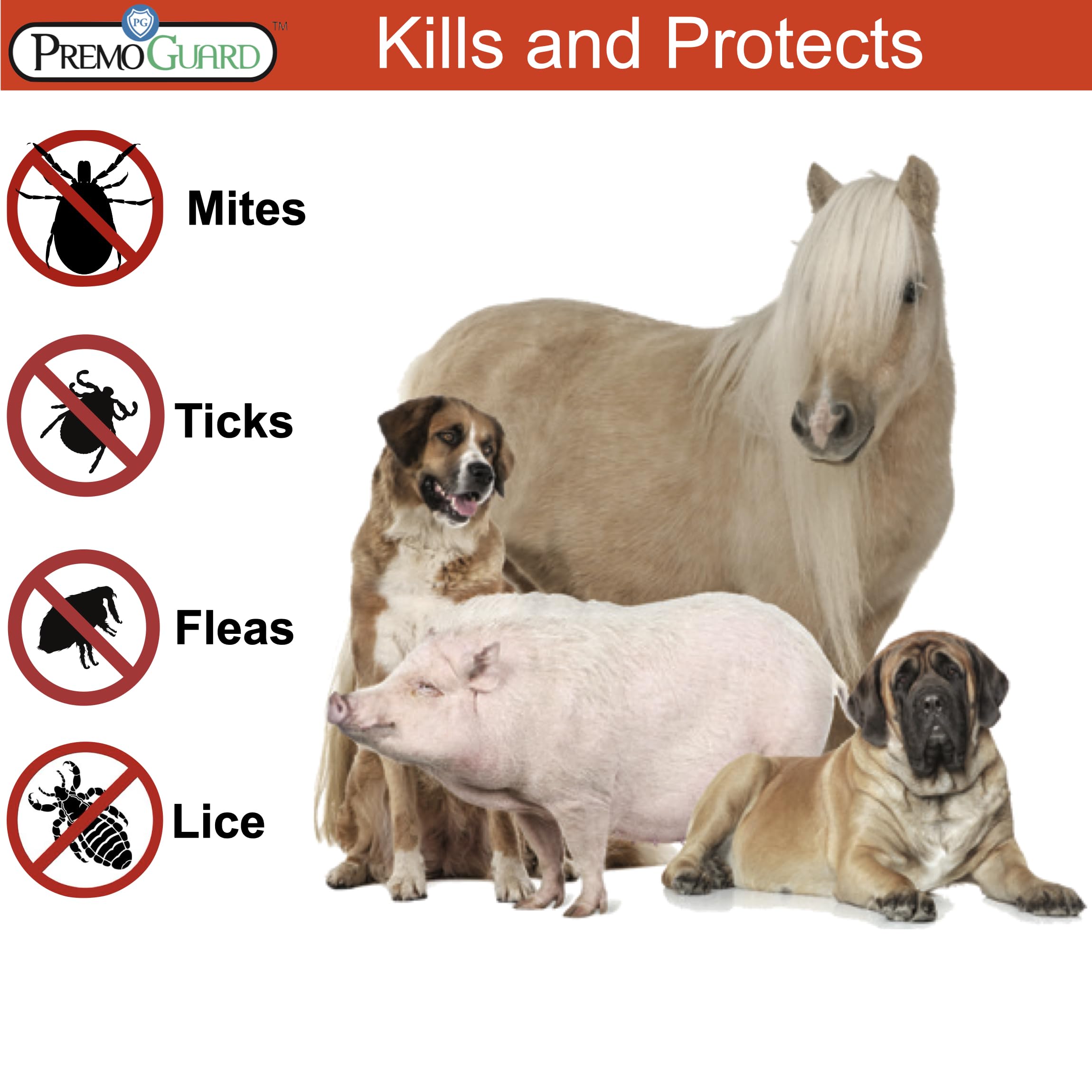 Premo Guard kills on contact fleas ticks and mites across surfaces