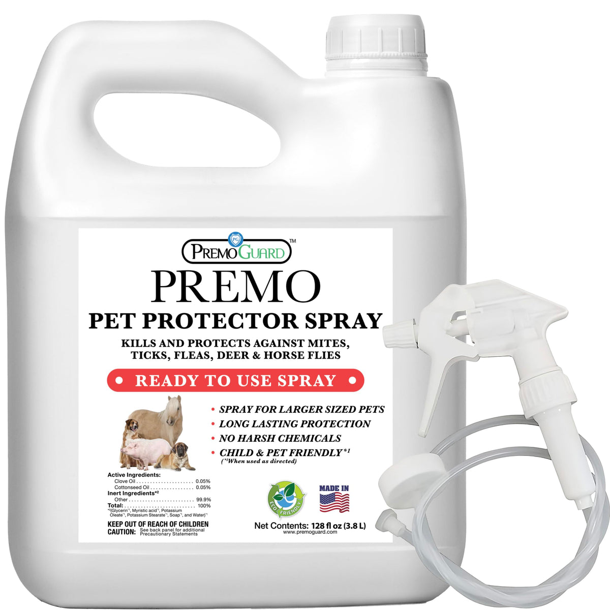 Premo Guard Pet Protector Spray bottle shown for home pest protection and pet use