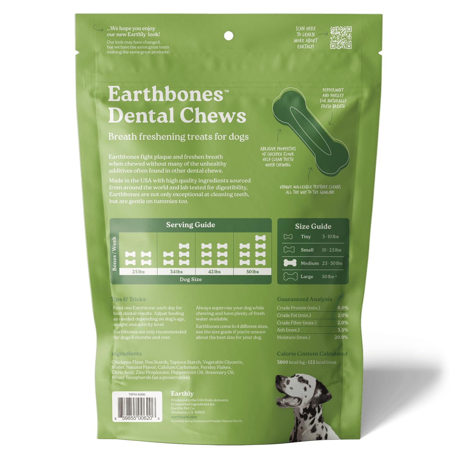 Presidio Earthbones nutrition facts panel hints at balanced nutrients