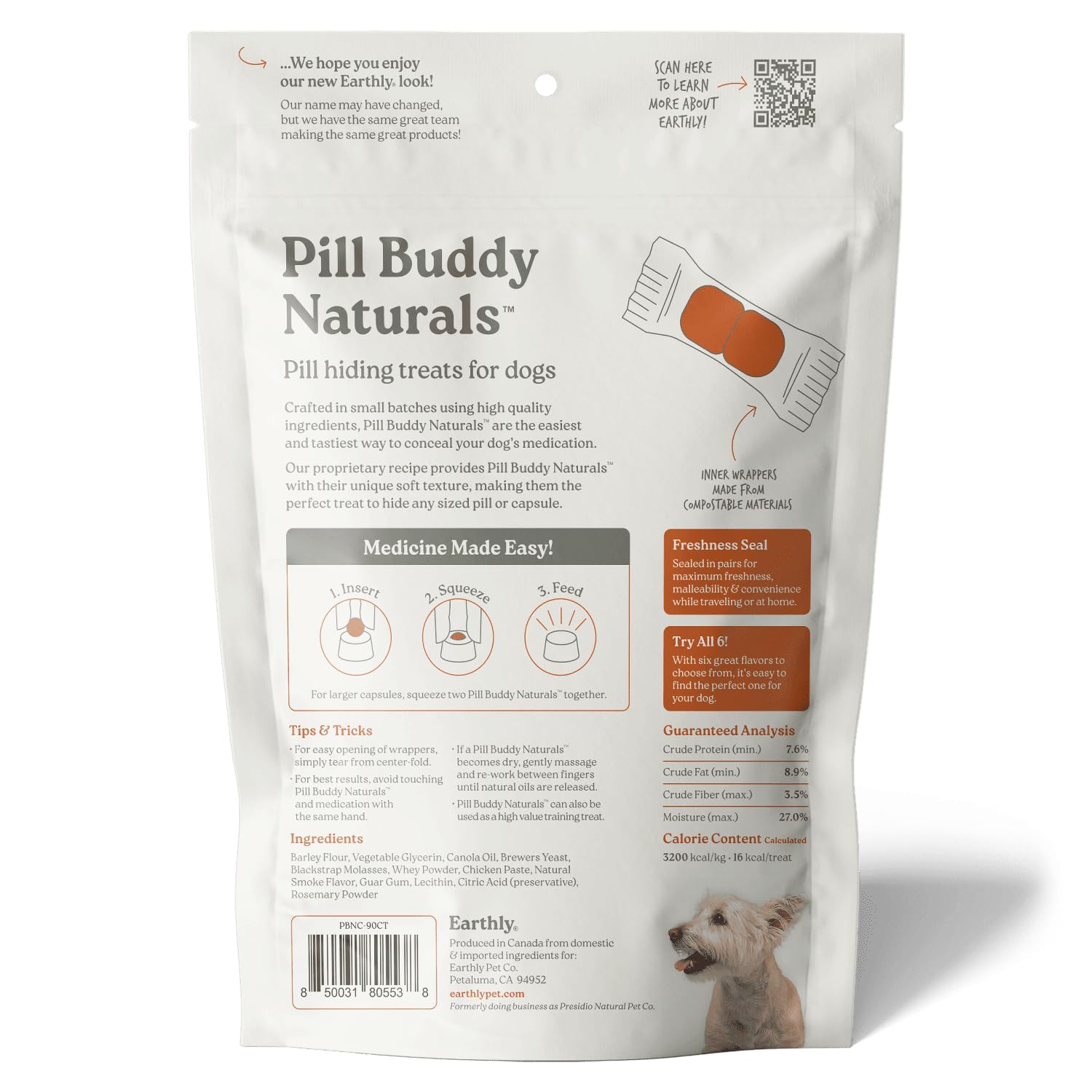 Presidio Earthly Pill Buddy Naturals 90 servings for regular pill time