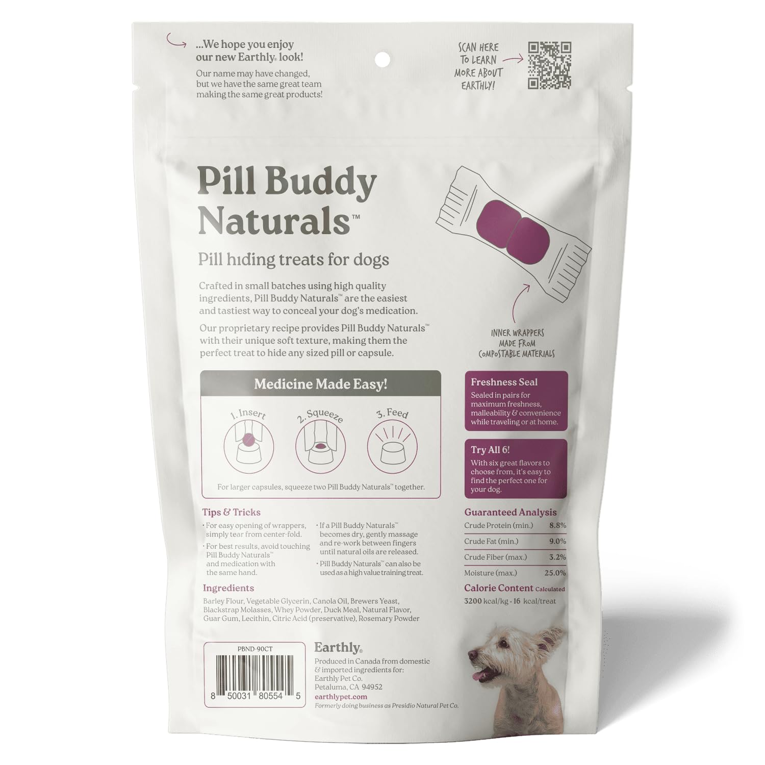 Presidio Pill Buddy Naturals dual-purpose treat doubles as medication aid and training reward.