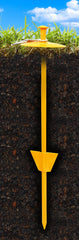 Prestige Boss Pet Dome Stake 21-inch installed in ground, secure anchoring for roaming dogs.