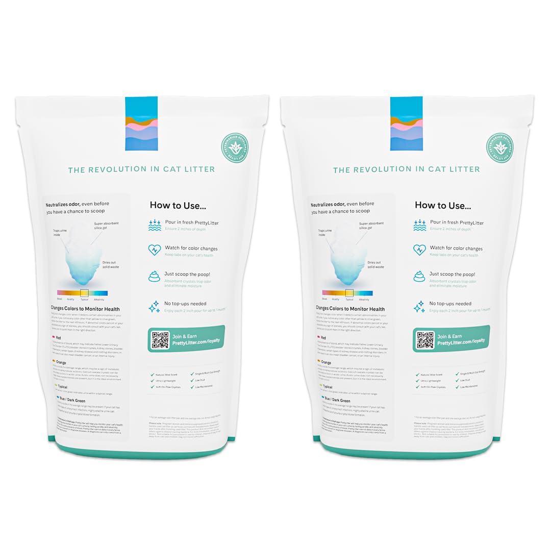 PrettyLitter non-clumping silica litter is lightweight and easy to scoop