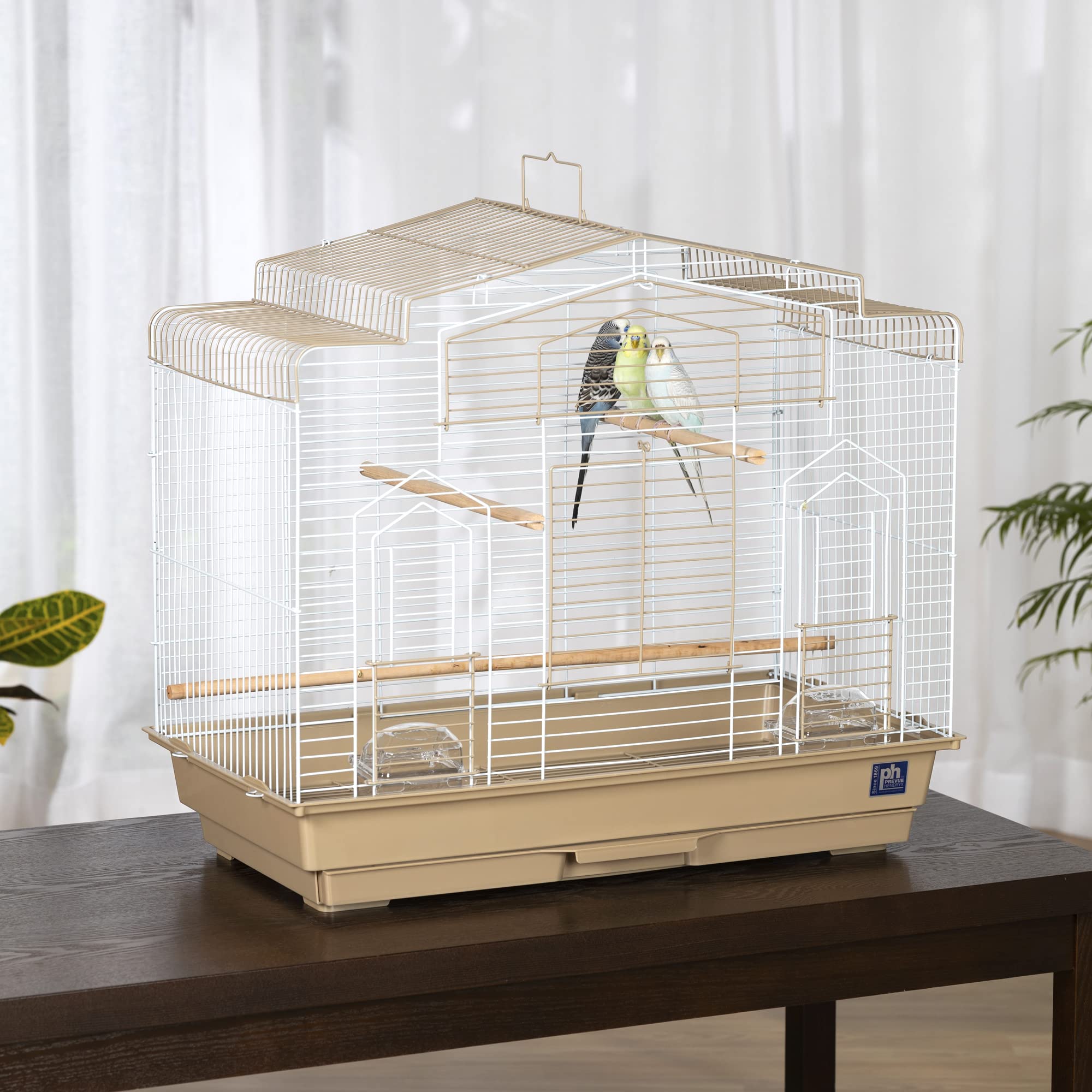 Prevue Barn-Style Cage front door with drop-down perch for easy access