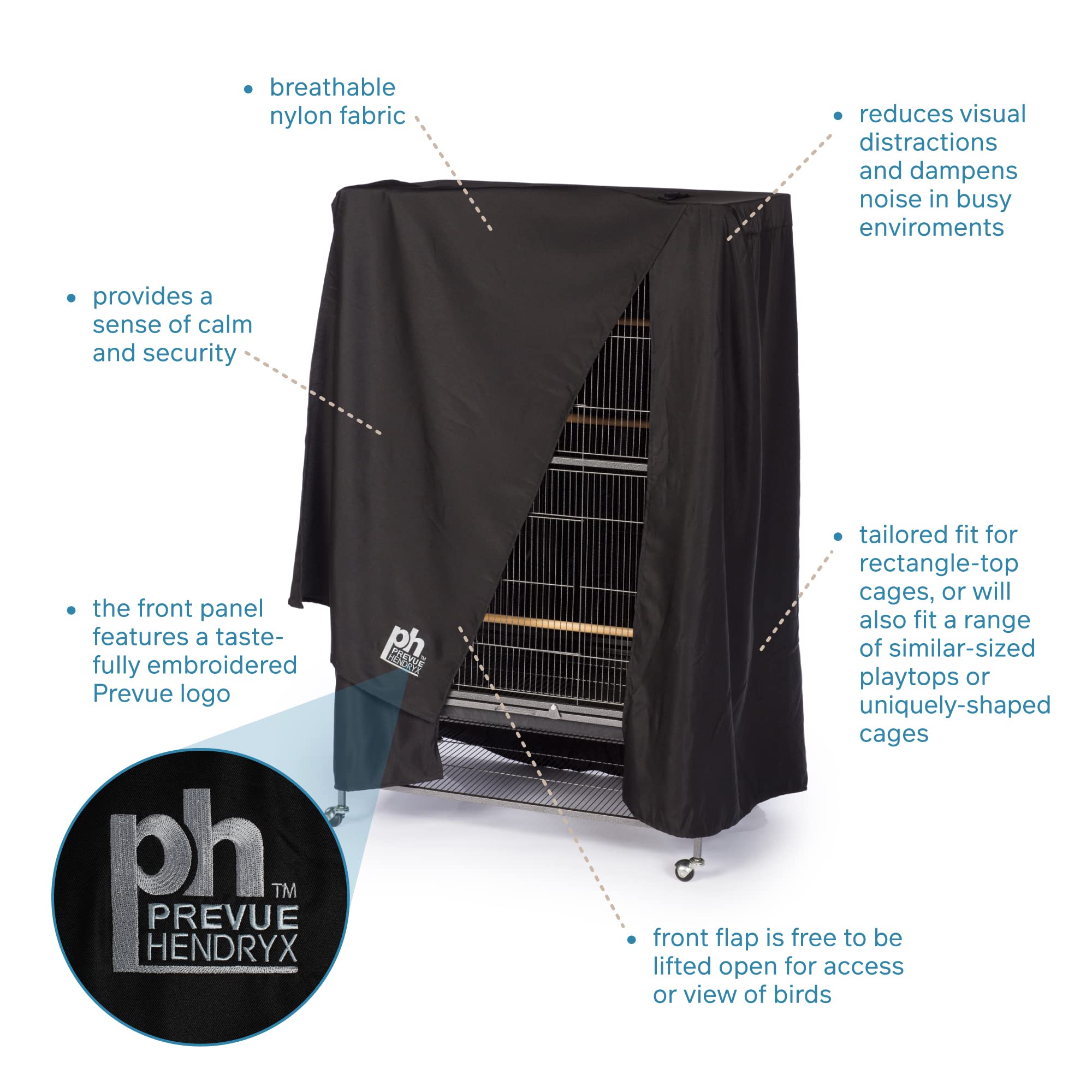 Prevue Breathable Nylon Cage Cover promotes airflow while reducing daytime disturbances