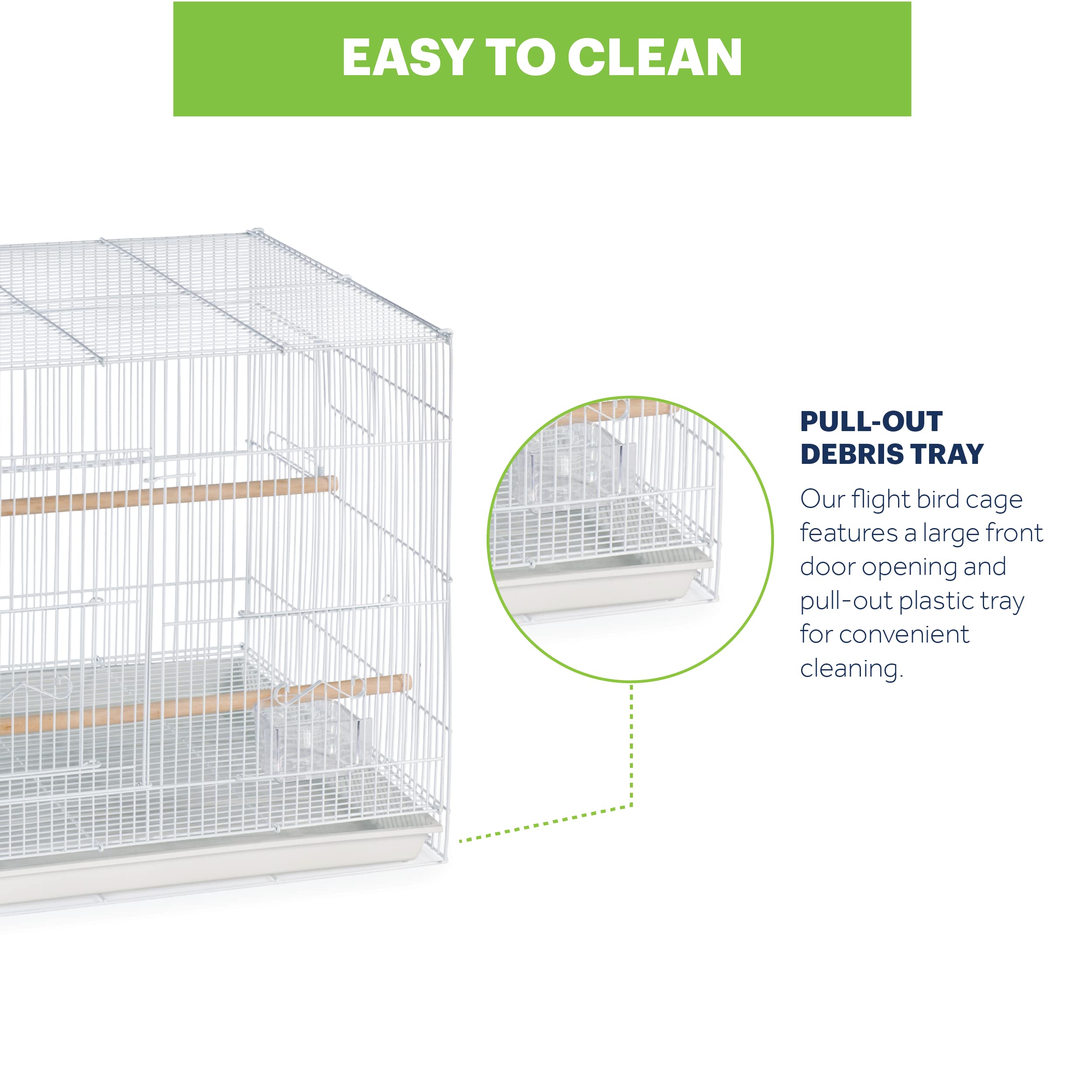 Prevue Flight Cage removable tray enabling quick cleaning after playtime