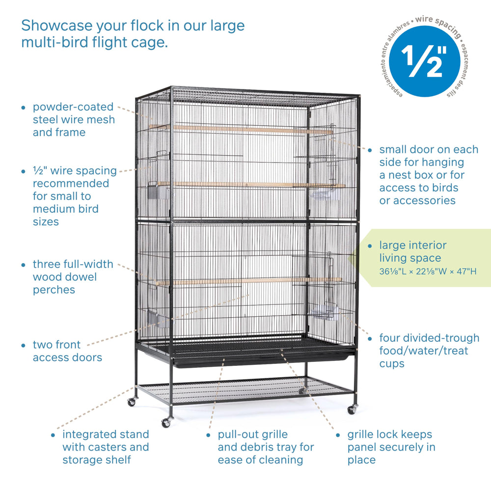 Prevue flight cage pull-out bottom tray for quick cleaning