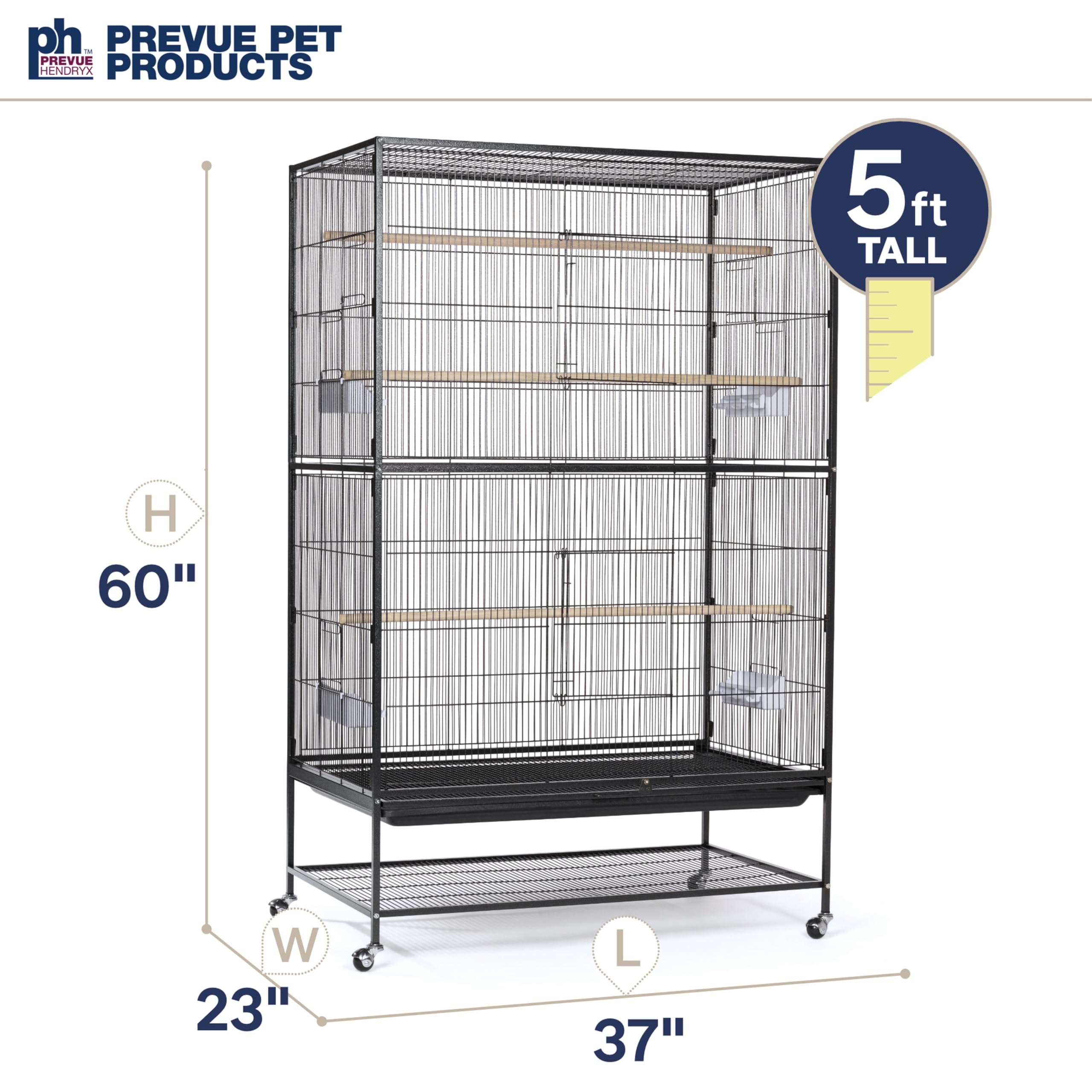 Prevue Pet Products spacious cage with 37x23x60 inch footprint