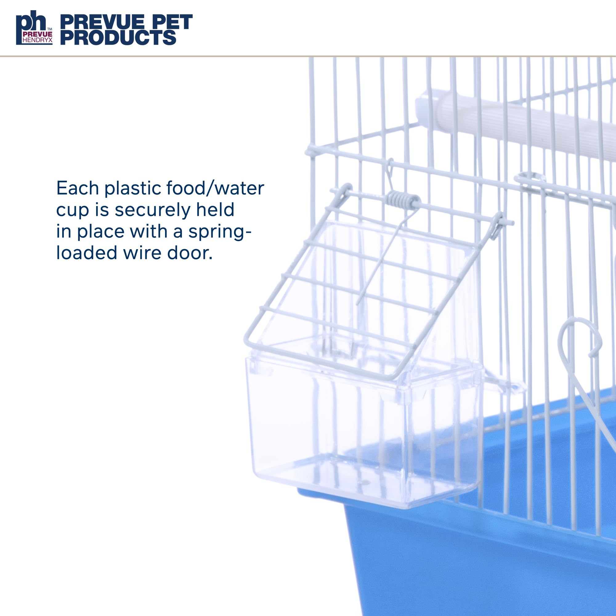 PH Prevue Hendryx white powder-coated wire cage with blue base