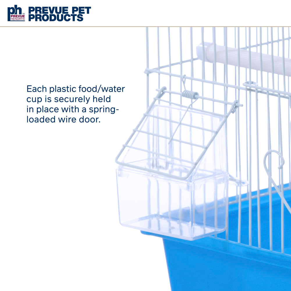 PH Prevue Hendryx white powder-coated wire cage with blue base