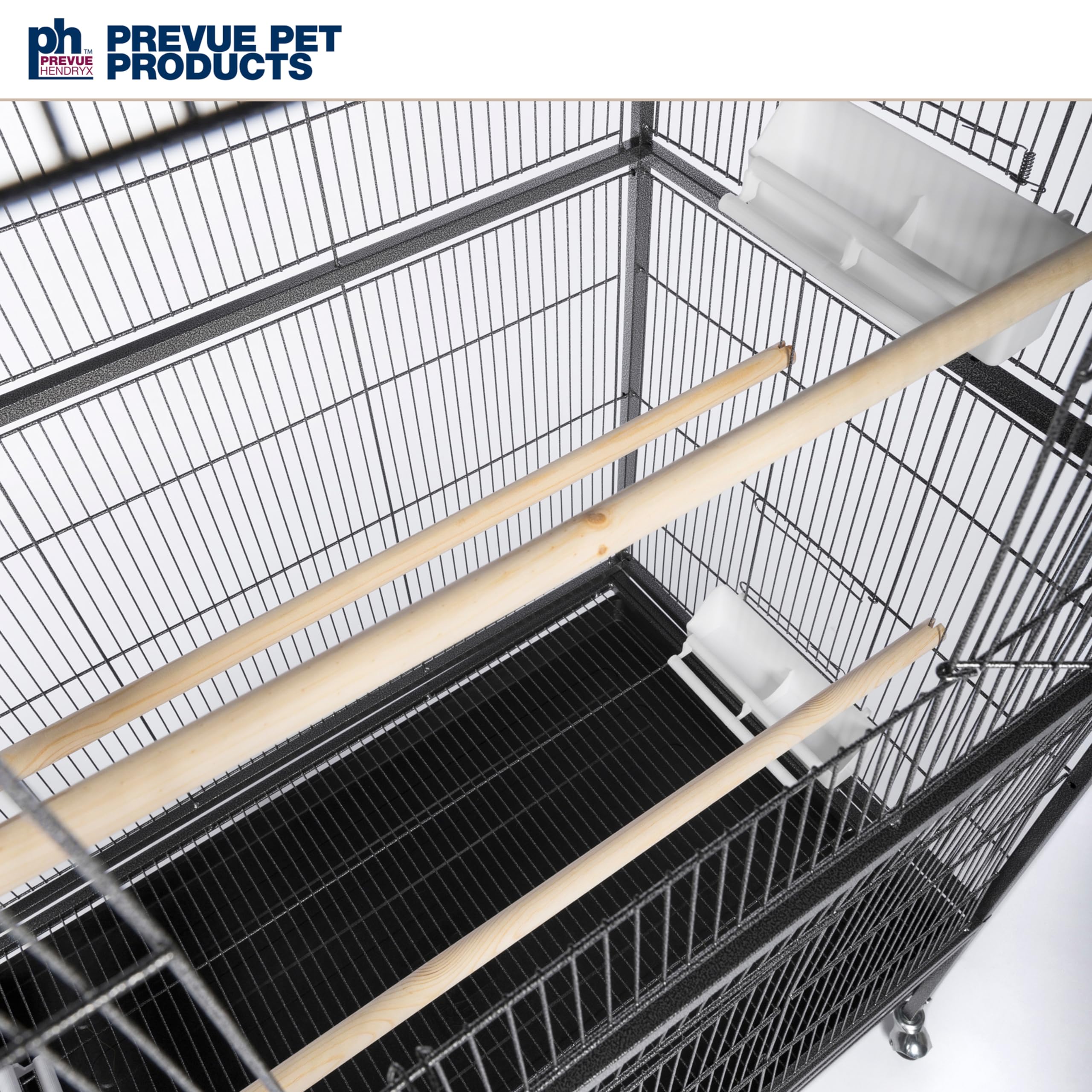 PH Prevue Hendryx three wooden perches offer varied resting spots for birds.
