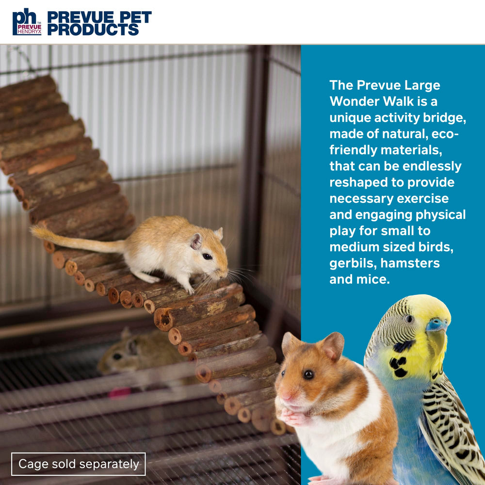 Prevue Naturals Wonder Walk Bridge side view illustrates flexible, shapeable design for varied cage layouts.
