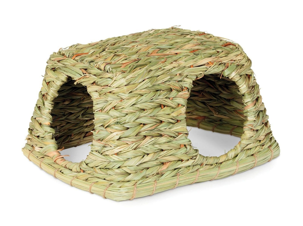 Prevue Nature's Hideaway Grass Hut interior view offers a cozy burrow for small pets