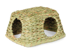 Prevue Nature's Hideaway Grass Hut interior view offers a cozy burrow for small pets