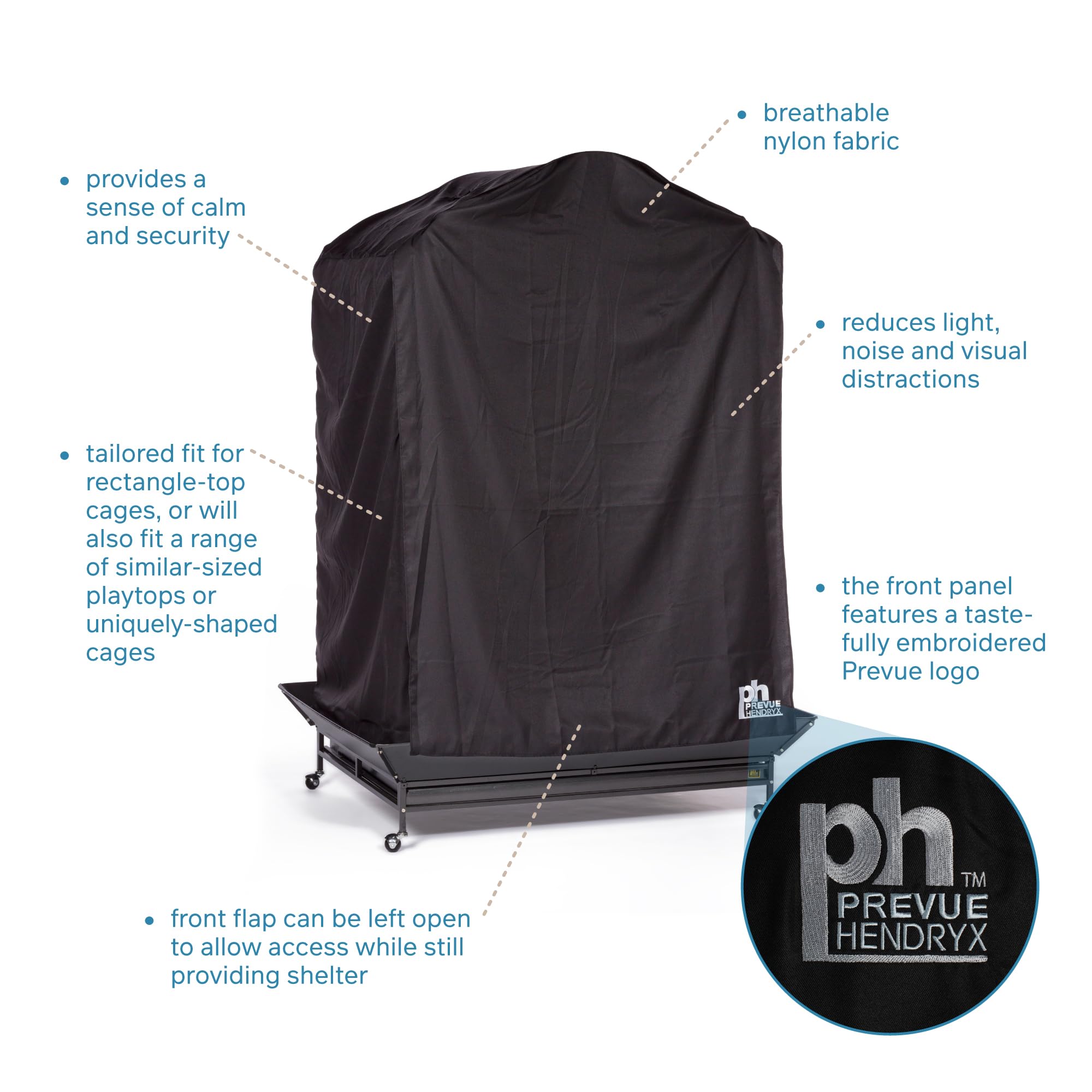 PH Prevue Hendryx breathable nylon cage cover promotes airflow and light blocking.